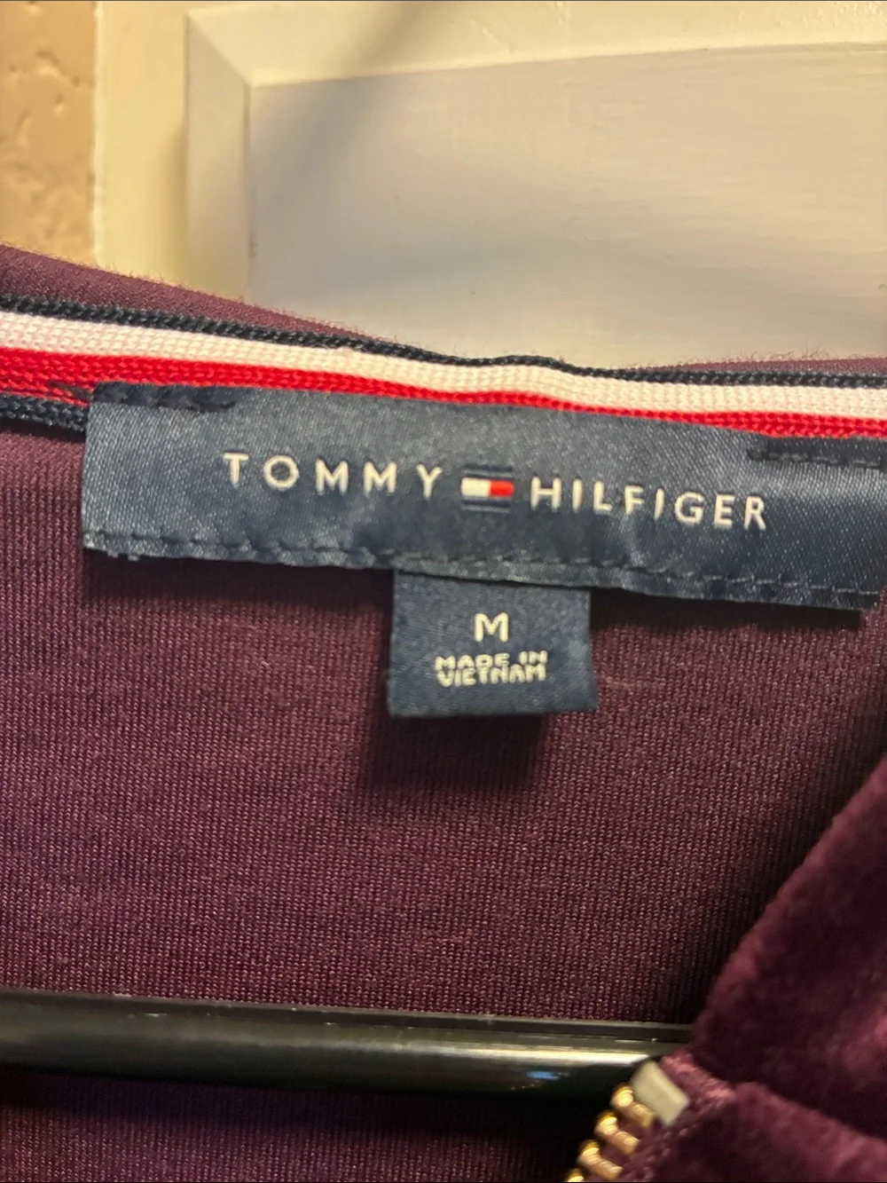 Tommy Hilfiger Plum purple Velour 1/4 zip long sleeve Hoodie Dress